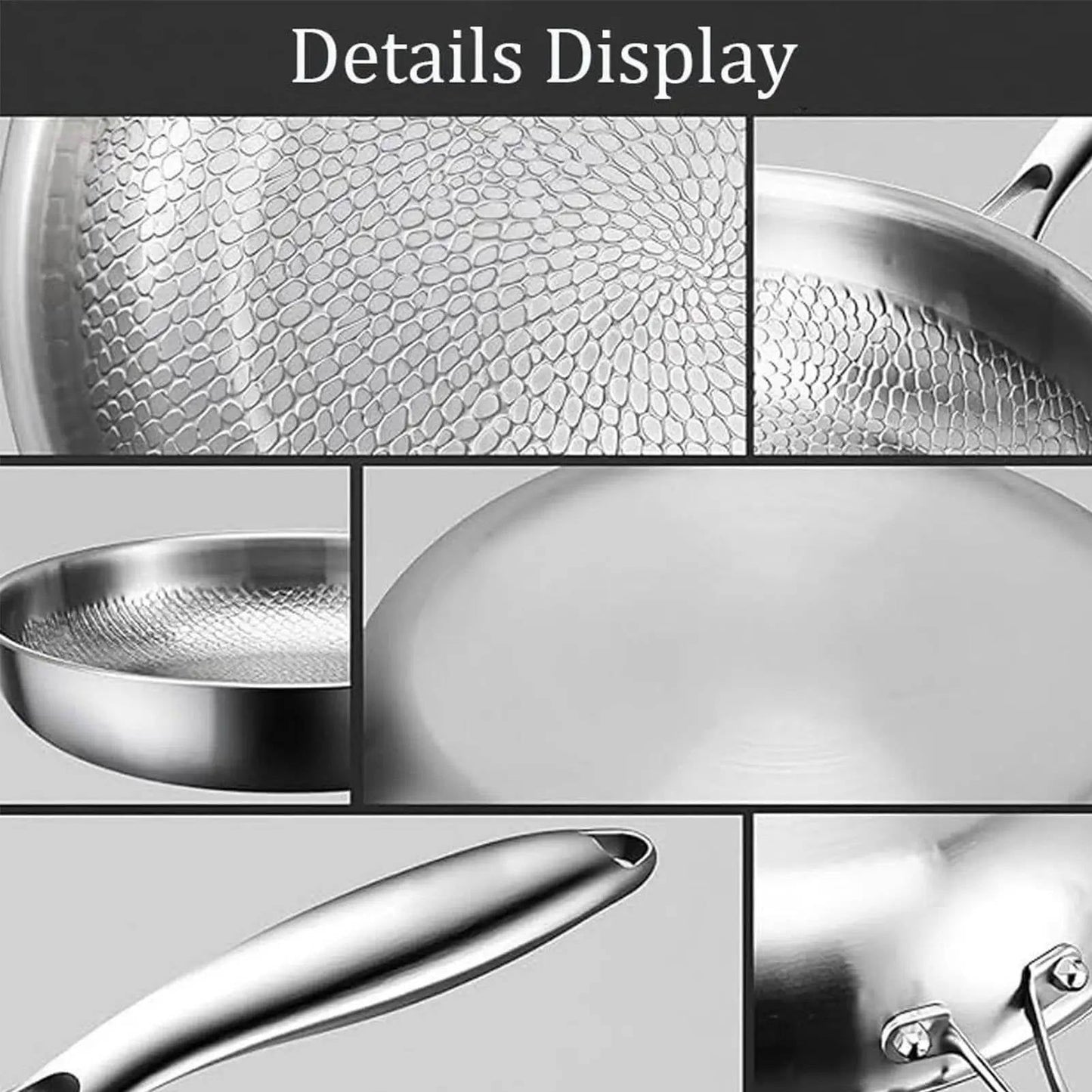 Titanium Steel Cooking Pan with Fish Scale Texture and Thick Bottom, Multi-Stove Compatible