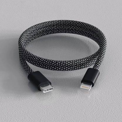 Self-Coiling Magnetic Charging Cable with Dual Tips and Data Sync, 3.3ft