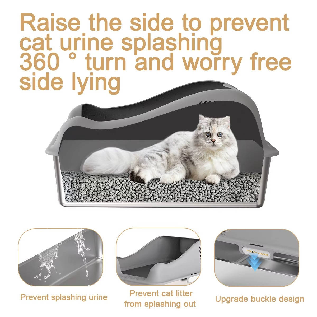 Stainless Steel Cat Litter Box 100L with Enclosed Design and Lid