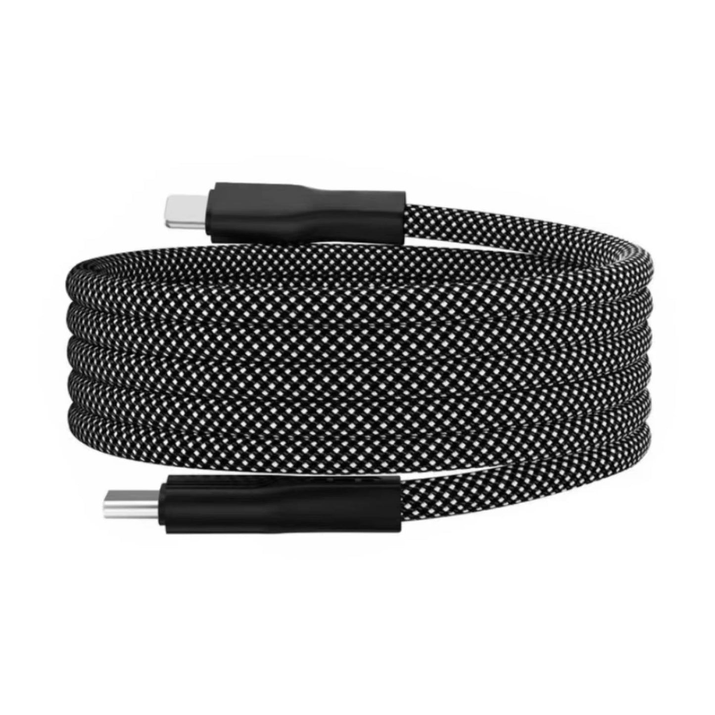Self-Coiling Magnetic Charging Cable with Dual Tips and Data Sync, 3.3ft