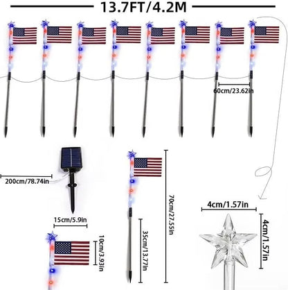 American Flag Pathway Lights 8 Pack, Patriotic Outdoor Decorations with 8 Lighting Modes