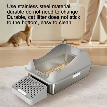 Stainless Steel Cat Litter Box 100L with Enclosed Design and Lid