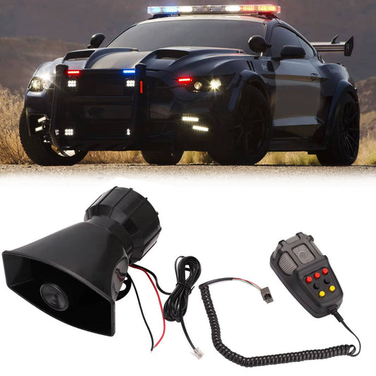 12V 80W Car Warning Horn PA Speaker System with 7 Tone Control Unit
