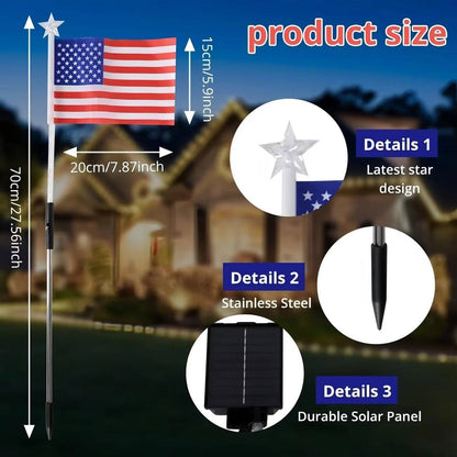 American Flag Pathway Lights 8 Pack, Patriotic Outdoor Decorations with 8 Lighting Modes