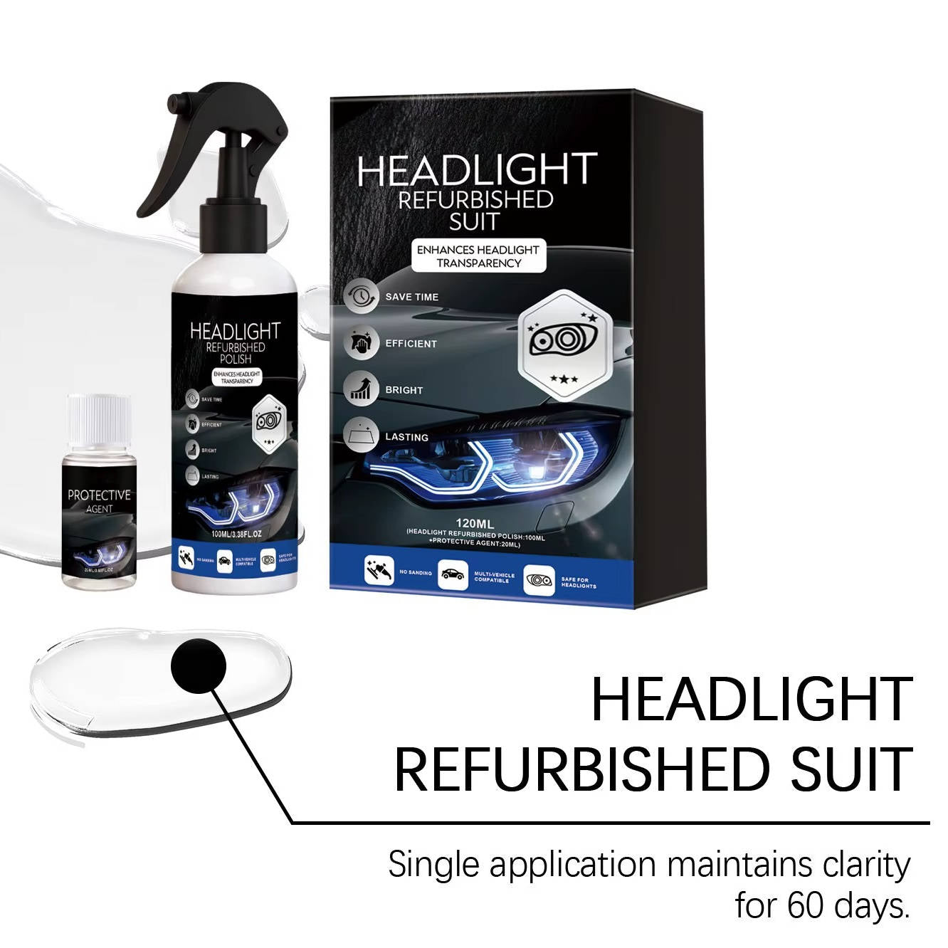 Automotive Headlamp Cleaner Spray for Oxidized Yellowed Lenses