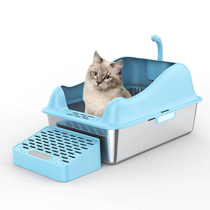 Stainless Steel Cat Litter Box 100L with Enclosed Design and Lid