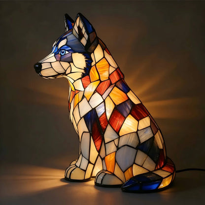 Vintage Geometric Stained Glass Table Lamp