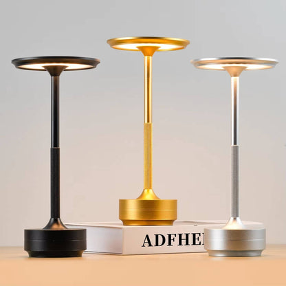 Rechargeable Touch Table Lamp with Three Color Temperatures, Stepless Dimming and Memory Function