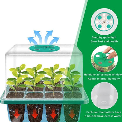 Seed Starting Tray with Full Spectrum Grow Light and Dome Cover