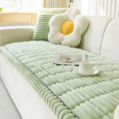 Sofa Slipcover with Textured Backing and Machine Washable Polyester, Striped Design