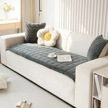 Sofa Slipcover with Textured Backing and Machine Washable Polyester, Striped Design