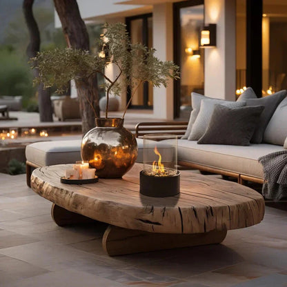 Tabletop Ethanol Fireplace with Glass Enclosure and Metal Base, 11.8in Height