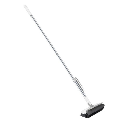 Floor Scrub Brush with 180-Degree Rotating Head and Built-In Scraper