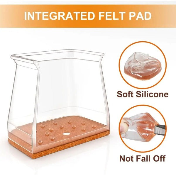 Square Furniture Leg Protectors with Noise Reduction and Multi-Surface Grip, 24-Piece Set