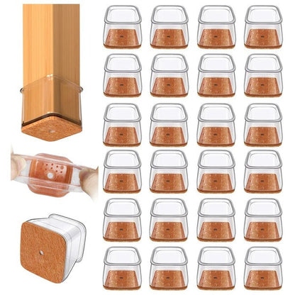 Square Furniture Leg Protectors with Noise Reduction and Multi-Surface Grip, 24-Piece Set