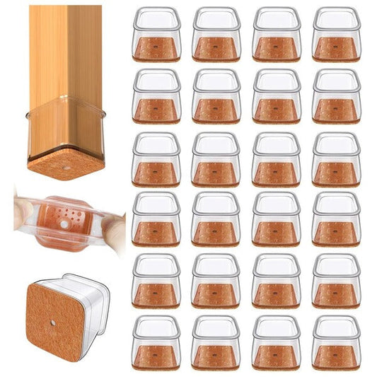 Square Furniture Leg Protectors with Noise Reduction and Multi-Surface Grip, 24-Piece Set