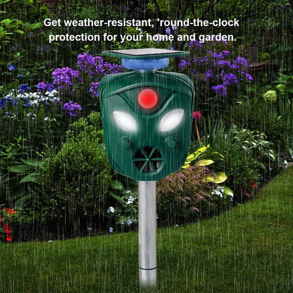 Ultrasonic Animal Repeller with 360° Motion Detection and Solar Power