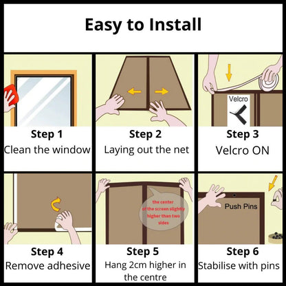 Door Screen with Automatic Magnetic Closure and Adjustable Fit, Insect Protection