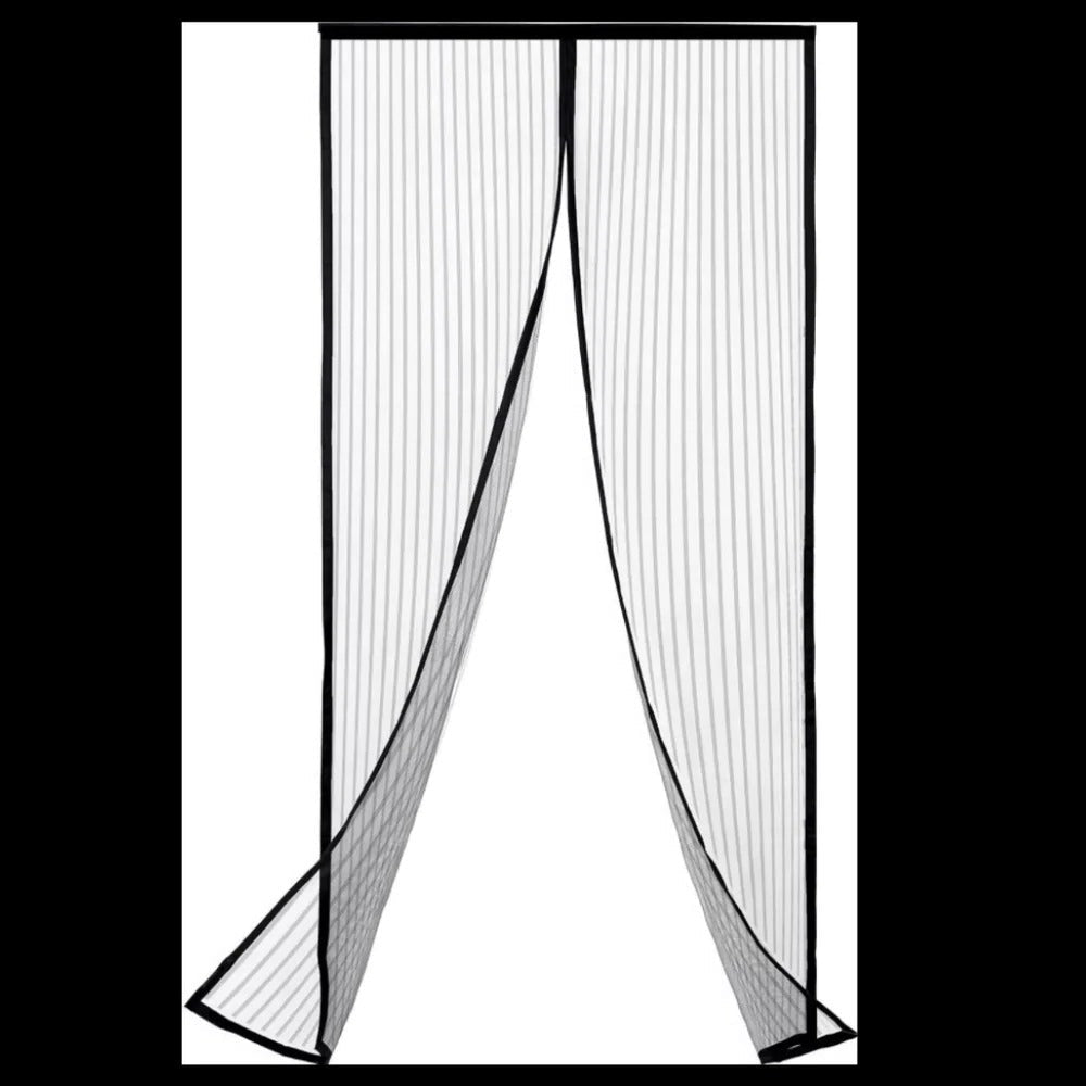 Door Screen with Automatic Magnetic Closure and Adjustable Fit, Insect Protection