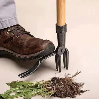 Upright Weed Puller with Four-Pronged Claw and Root Extraction, Detachable Head