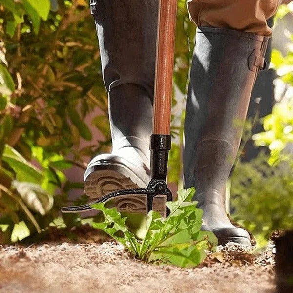 Upright Weed Puller with Four-Pronged Claw and Root Extraction, Detachable Head
