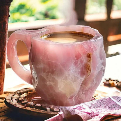 Crystal Faceted Coffee Mug with Geometric Design and Cool Touch Handle