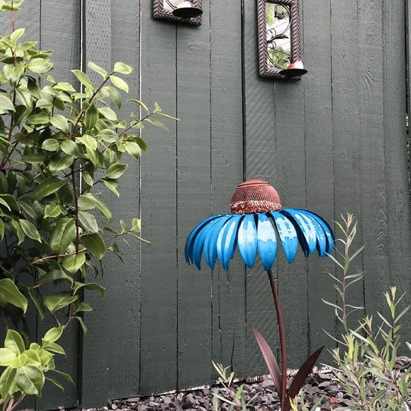 Metal Coneflower Bird Feeder with Removable Lid and Weather-Resistant Finish