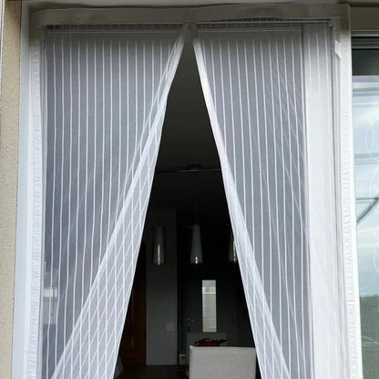 Magnetic Mesh Door Screen with Adhesive Mounting and Reinforcement Pins