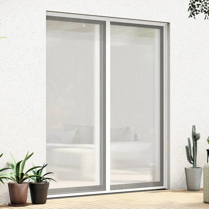 Magnetic Mesh Door Screen with Adhesive Mounting and Reinforcement Pins