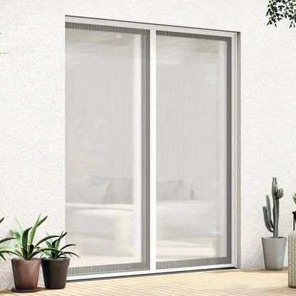 Magnetic Mesh Door Screen with Adhesive Mounting and Reinforcement Pins