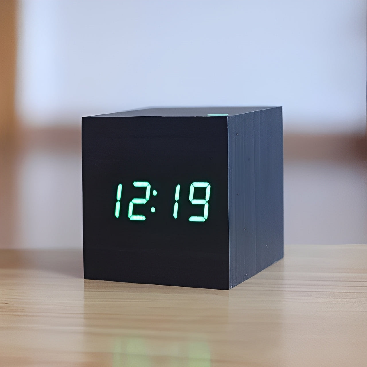 Wood Block Digital Clock with Illuminated Display