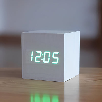 Wood Block Digital Clock with Illuminated Display