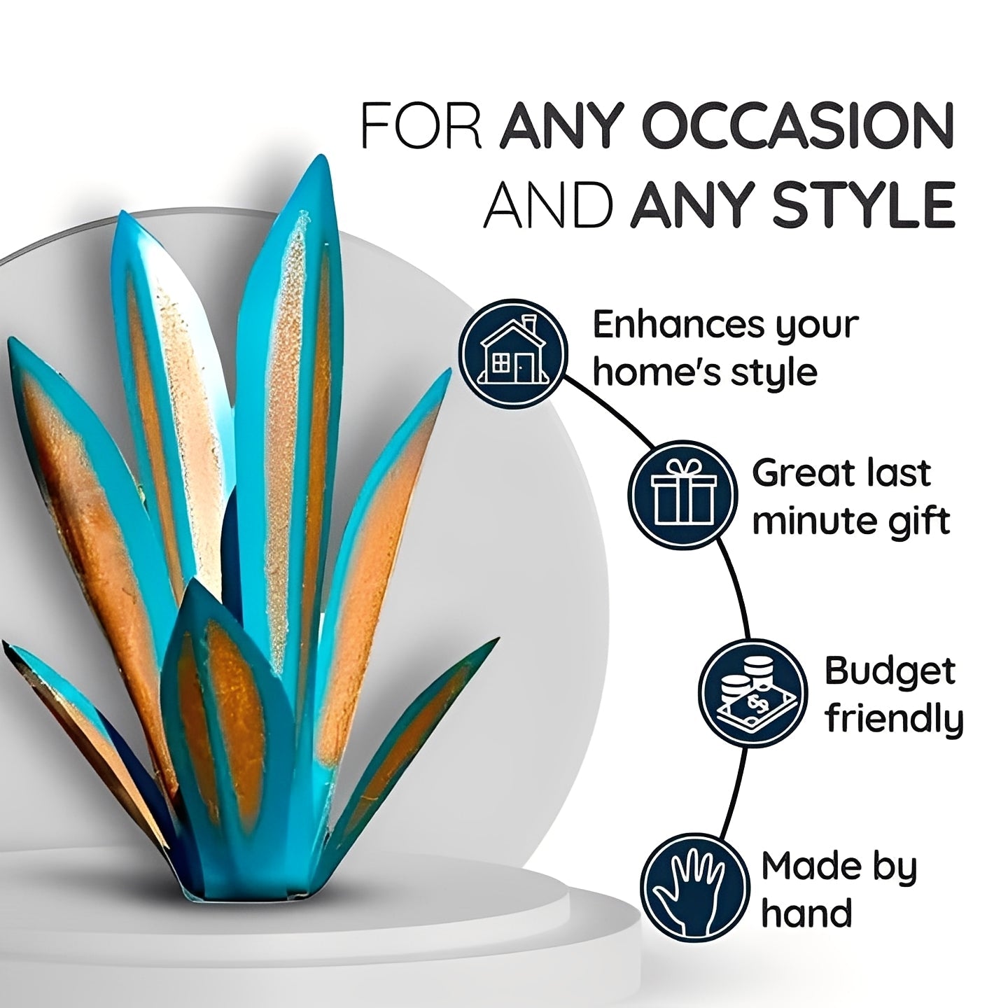 Metal Agave Sculpture with Rustic Finish for Indoor and Outdoor Spaces