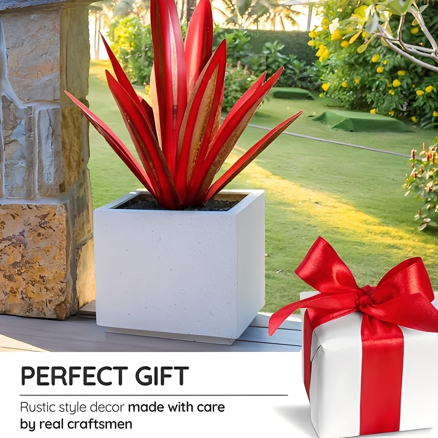 Metal Agave Sculpture with Rustic Finish for Indoor and Outdoor Spaces
