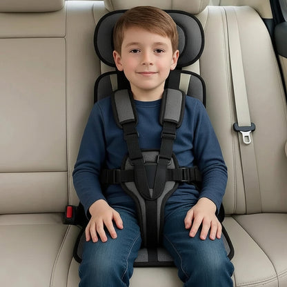 Foldable Travel Car Seat with Five Point Harness and Washable Padding, Ages 1-14