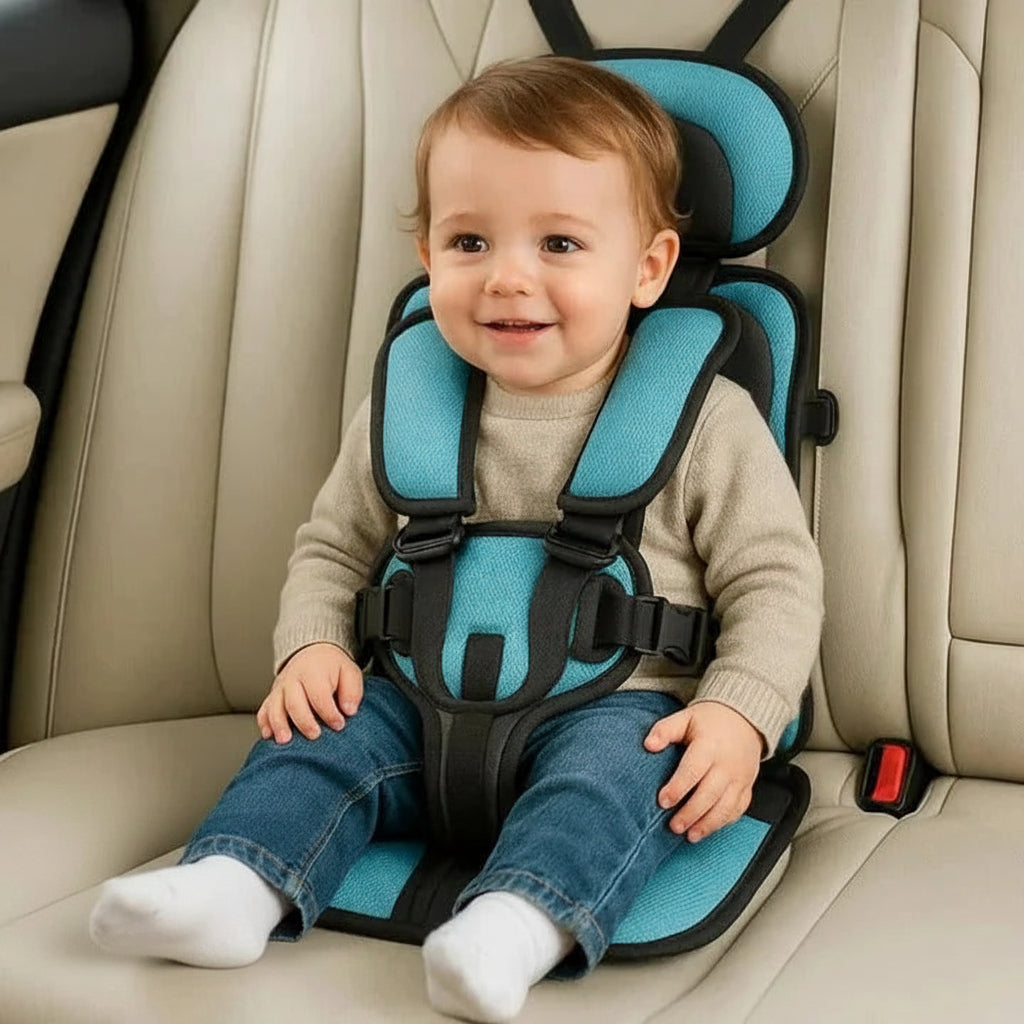 Foldable Travel Car Seat with Five Point Harness and Washable Padding, Ages 1-14