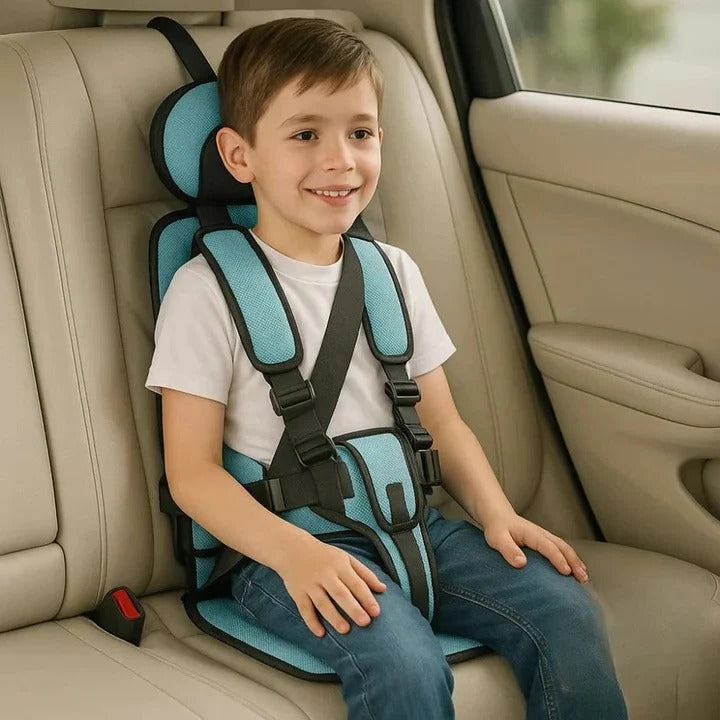 Foldable Travel Car Seat with Five Point Harness and Washable Padding, Ages 1-14