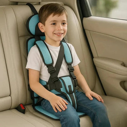 Foldable Travel Car Seat with Five Point Harness and Washable Padding, Ages 1-14