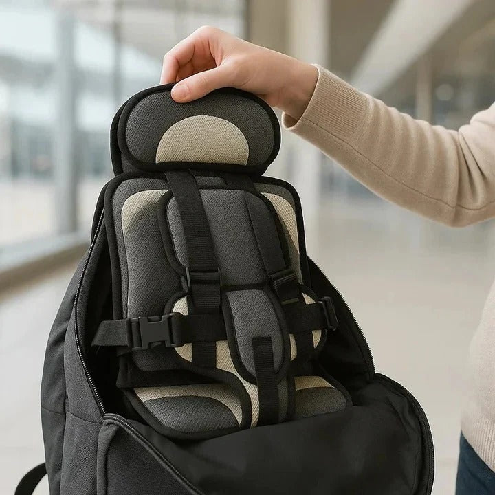 Foldable Travel Car Seat with Five Point Harness and Washable Padding, Ages 1-14