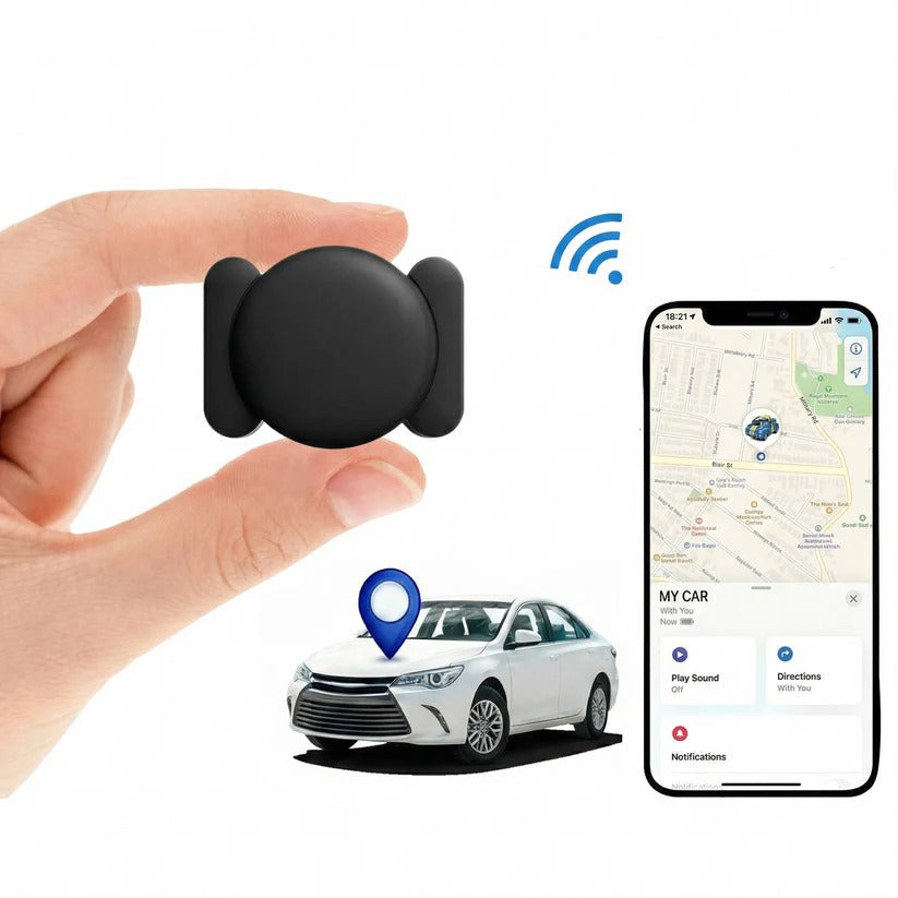 Compact Vehicle Tracker with App Location Updates and Magnetic Mount