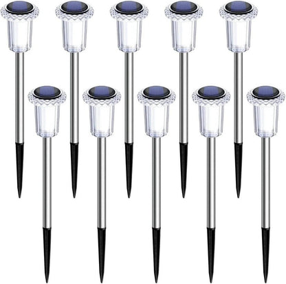 Solar Pathway Lights with Snowflake Pattern Projection and Automatic Dusk-to-Dawn Operation, 10-Pack