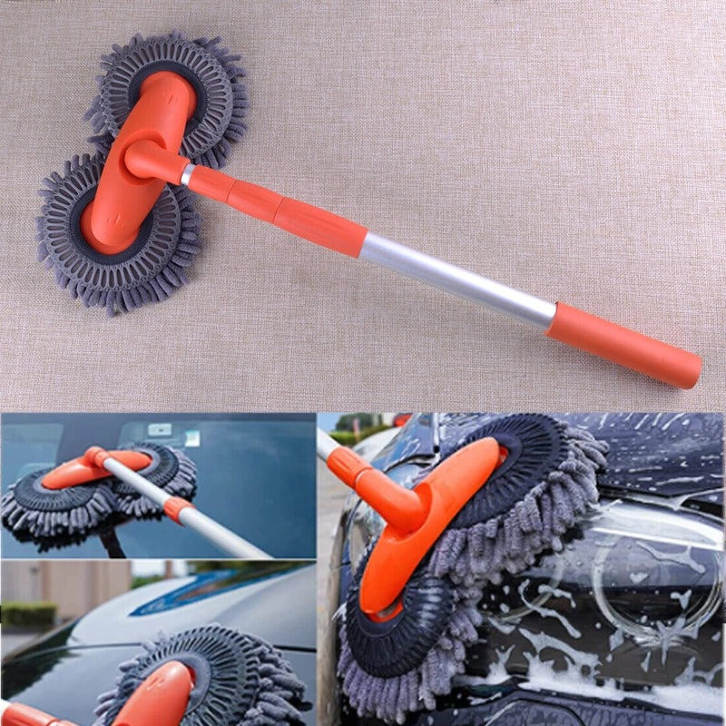 Rotating Head Car Wash Brush with Extended Detachable Handle