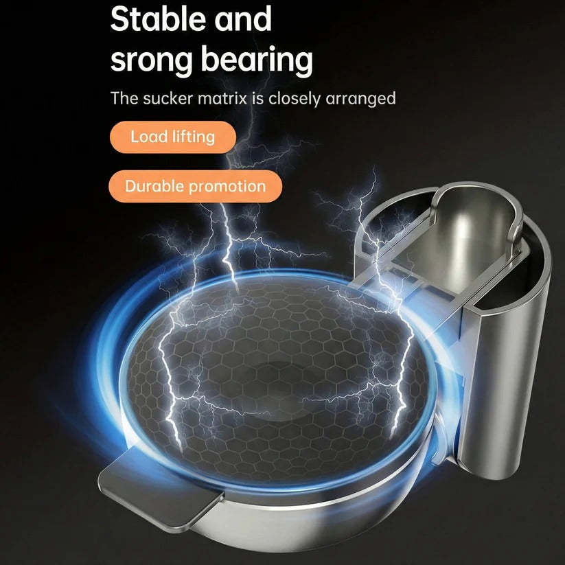 Suction Cup Shower Head Holder with 360-Degree Rotation and Adjustable Height
