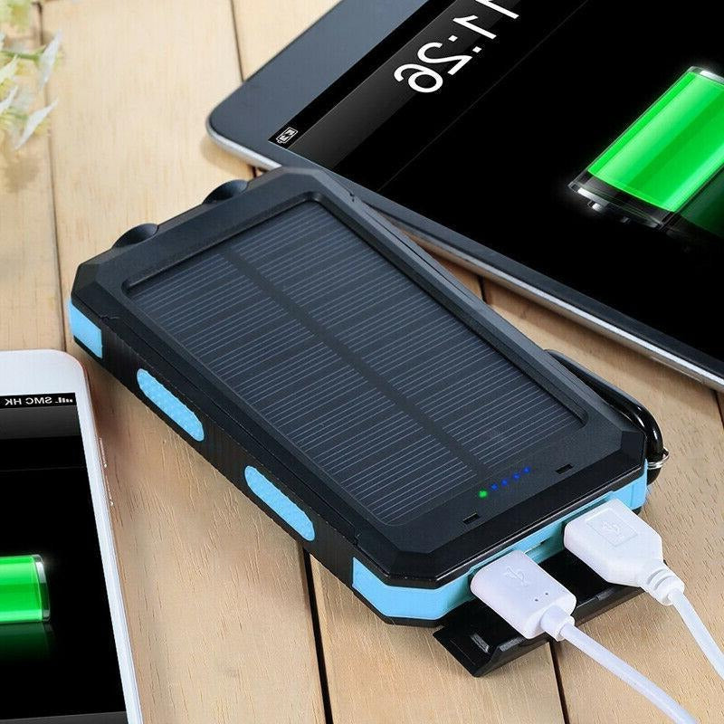 Solar Power Bank with Dual USB Charging and LED Flashlight, 500000mAh Capacity