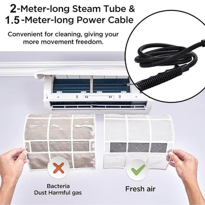 Portable Steam Cleaner with 6 Adjustable Settings and 5 Brush Attachments