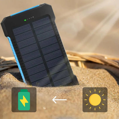 Solar Power Bank with Dual USB Charging and LED Flashlight, 500000mAh Capacity