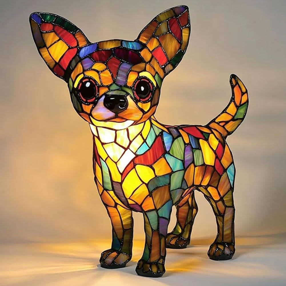 Vintage Geometric Stained Glass Table Lamp