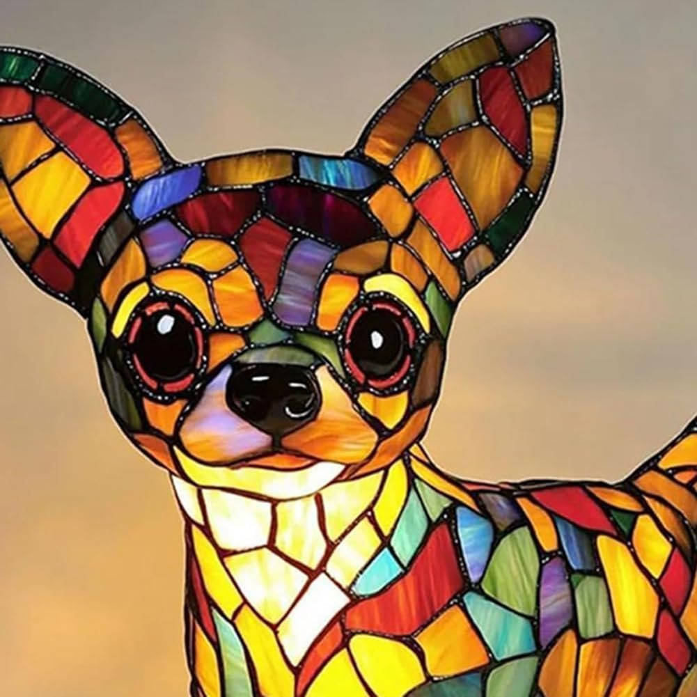 Vintage Geometric Stained Glass Table Lamp