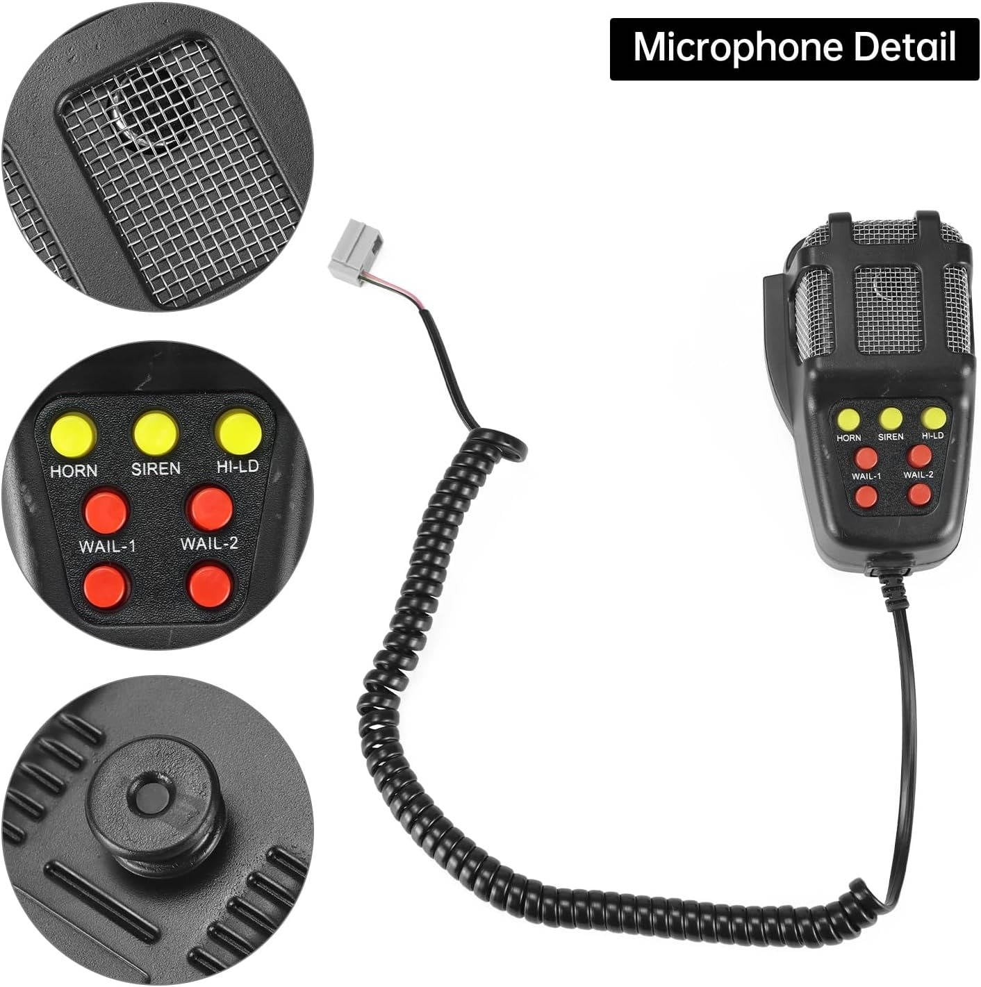 12V 80W Car Warning Horn PA Speaker System with 7 Tone Control Unit
