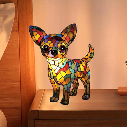 Vintage Geometric Stained Glass Table Lamp